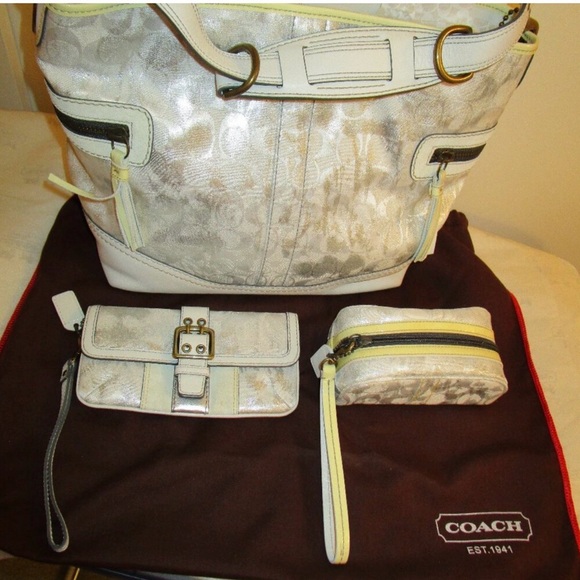 Coach Vintage Signature Tie Dye Shoulder Tote, Wristlet, Pouch, & Dusty - Picture 12 of 15